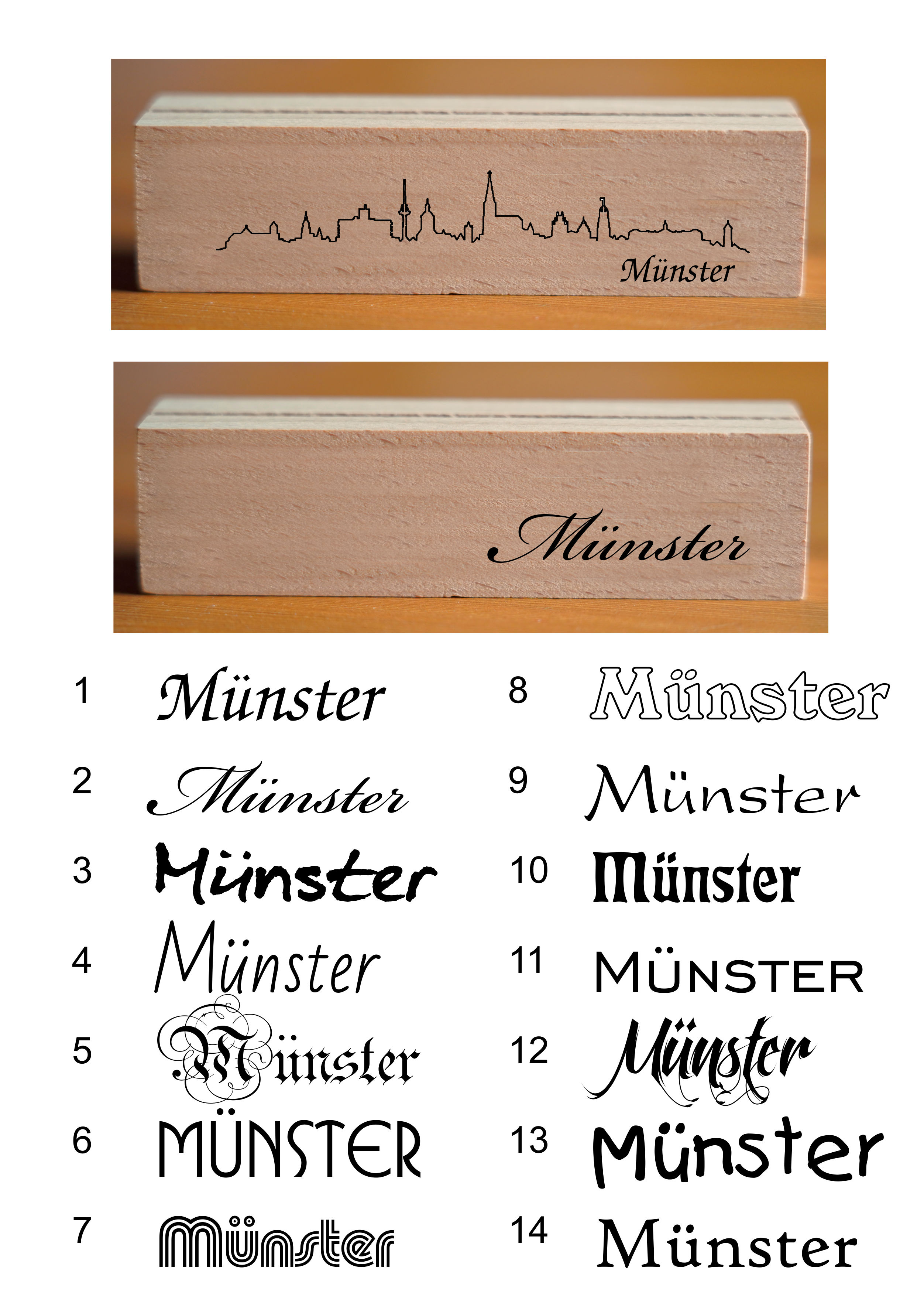 Kartenhalter mit Schriftzug Münster Schrift 2